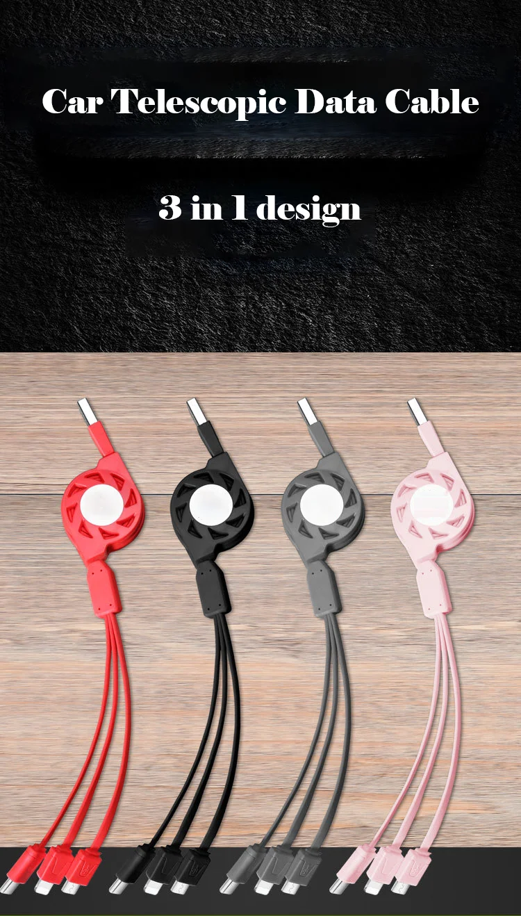 Удерживающий 3 в 1 USB кабель для зарядки 1 м для IPhone Sumsung Android huawei Портативный зарядный кабель Micro usb type-C мобильный кабель