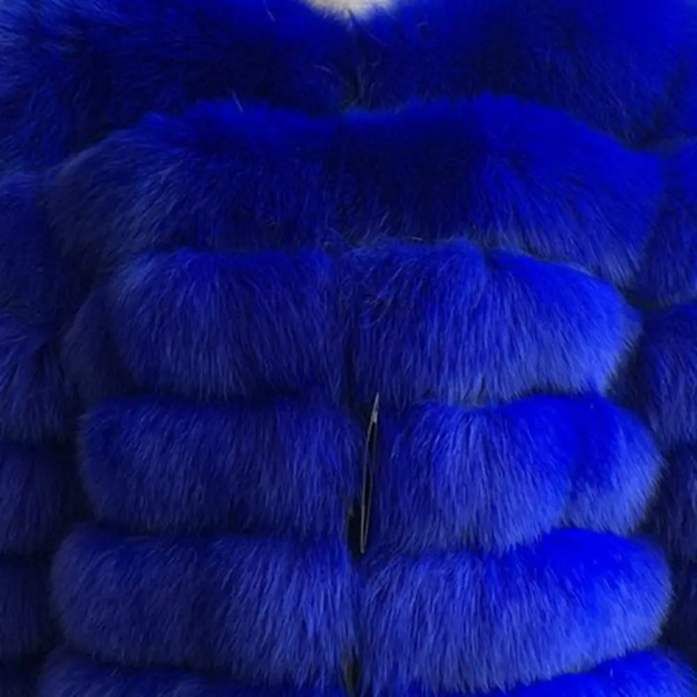 blue Новинка, стильное зимнее женское меховое пальто, длина 50 см, настоящая Лисий кожа, куртка, высокое качество, Лисий мех, Круглый ворот, теплая куртка - Цвет: blue