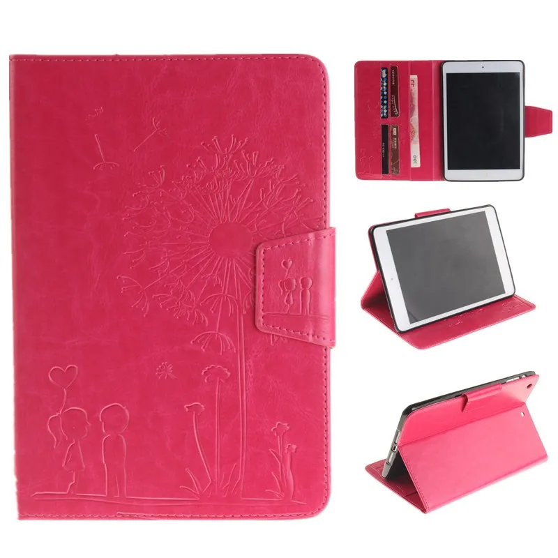 Retro Embossing Dandelion Lovers Case For Ipad Mini 2 Case for Ipad Mini For Ipad Mini 3 Mini 1 Magnet PU Leather Wallet Case (103)