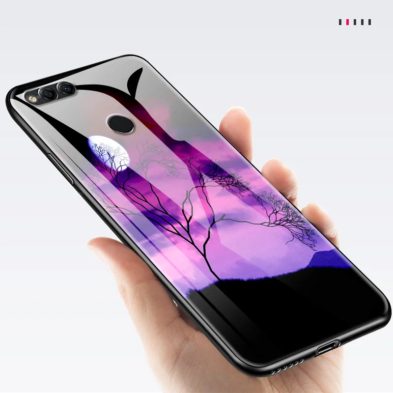 Чехлы из закаленного стекла для huawei Enjoy 9s Honor 7A Pro 7C 7X 8A 8X9 10 Lite Magic 2 Play mate 20 Pro Nova2 3 4 Painted Sea Funda