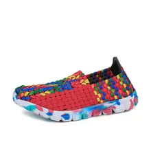 Г., осенняя дышащая женская повседневная обувь женские лоферы на плоской подошве без застежки, тканая обувь модная повседневная обувь на плоской подошве