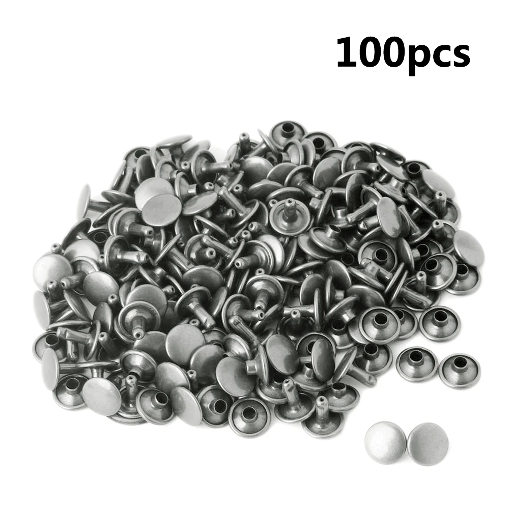 Leather Crafts 100pcs Double Cap Tubular Rapid Sewing Rivet Punk Studs Repair Setting DIY Luggage Metal Craft | Дом и сад