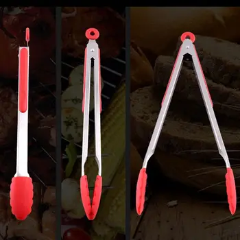 

Set 3 sizes Silicone Kitchen Tongs Sets Salad BBQ Tongs Stainless Steel cooking tools Bakeware Accessories