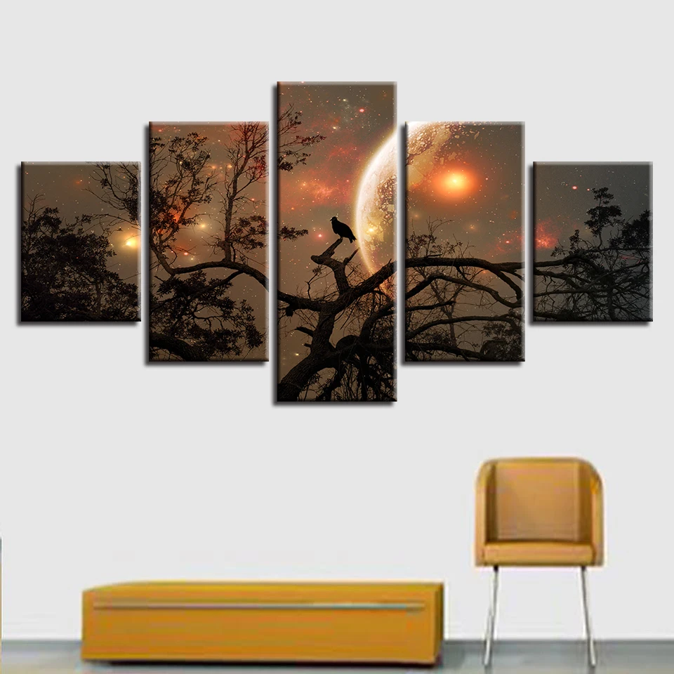 

Diy diamond painting Trees Bird Moon Night Scene,full,square,round diamond embroidery 5 Piece,mosaic diamond diy handwork Gift,
