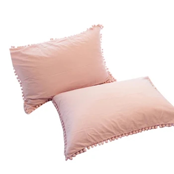 

100% Pure Linen Ruffle Pillowcase Ruffled Pillow Cover Pillow Case(Pink)
