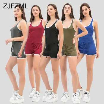 

White Striped Splice Rompers Womens Jumpsuit Scoop Neck Sleeveless Short Playsuits Summer Casual Drawstring One Piece Bodysuits