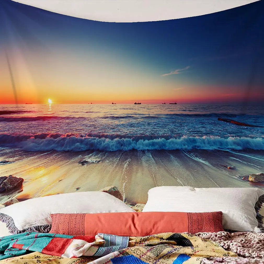 Tapestry Wall Hanging Sunset Beach Multifunctional Tapestry Bedspread Cover Blanket Picnic cloth