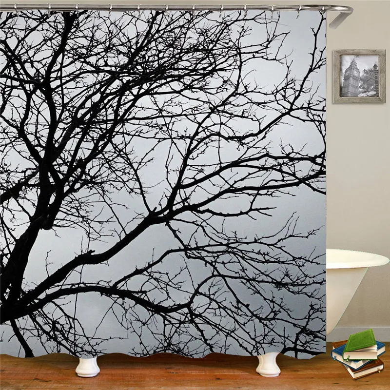 Bathroom shower curtain impression painting sketch tree print home decoration waterproof fabric shower curtain