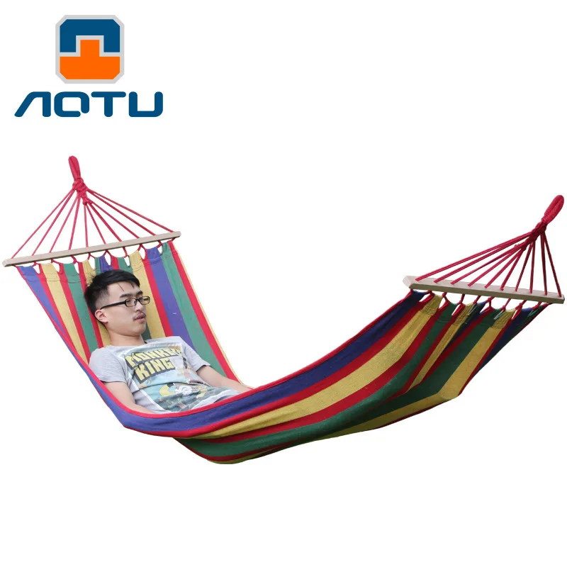 

Bump American-Style Rainbow Stripes Wooden Stick Hammock Canvas Hammock Outdoor Hammock Swing AT6736 a Generation of Fat