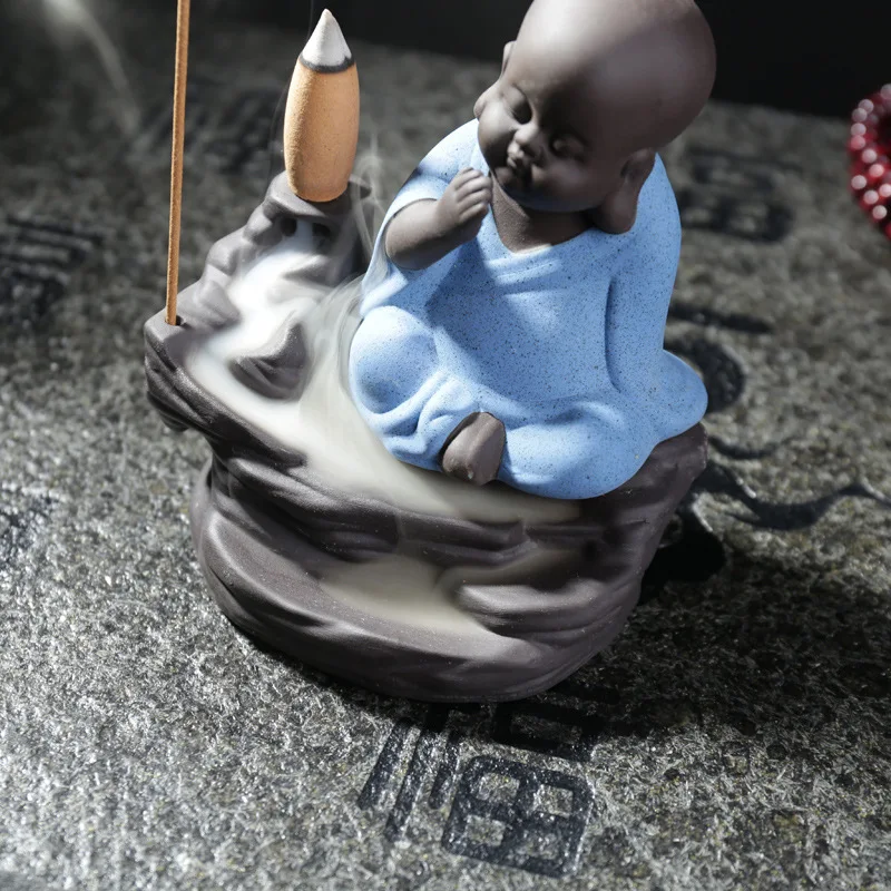 

Kodo Ceramic Reverse Flow Censer Creative Clay Three-No Little Monk Block Incense Line Smoked Furnace Ceramic Kodo Straight