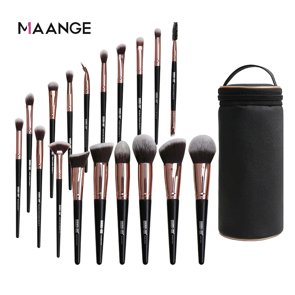 

Professional 18Pcs Makeup Brushes Set with Pu Brush Bag Beauty Makeup Tool Powder Foundation Shadow Brush Hot Sales