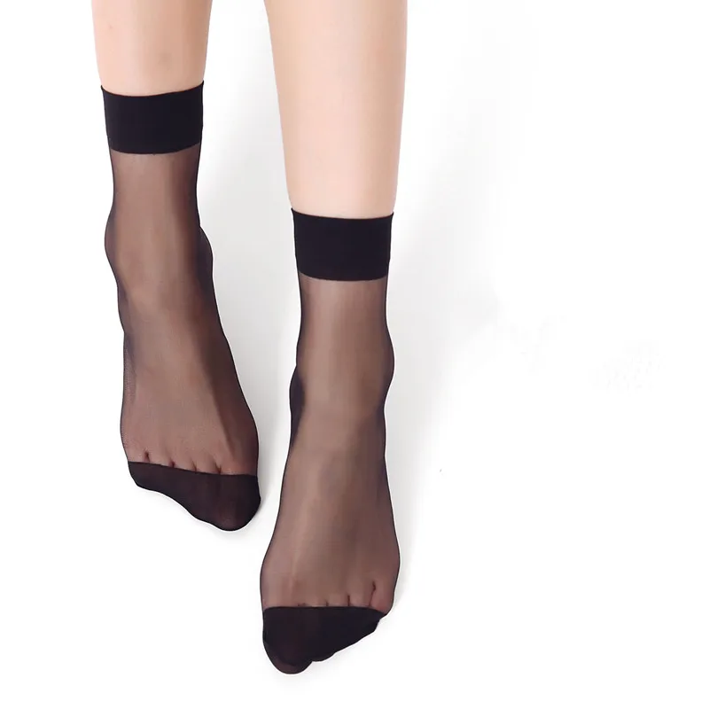 Лето, 1 пара, сексуальные ультратонкие прозрачные шелковые носки с кристаллами для женщин, высокие эластичные черные нейлоновые короткие носки, женские носки - Цвет: 4