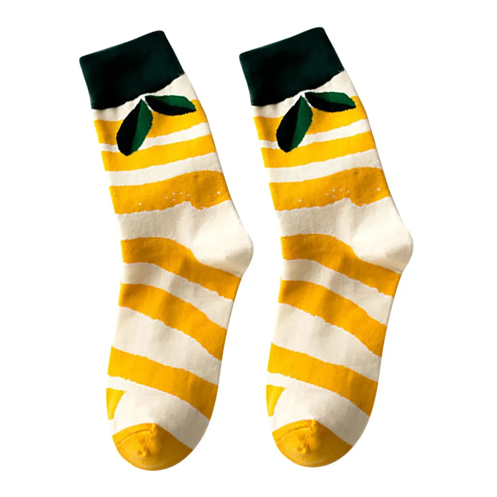 Print Casual Cotton Socks Women's Creative Bright Color Unisex In The Tube Socks Cheap Stuff Women Fruit Socks Носки Детские