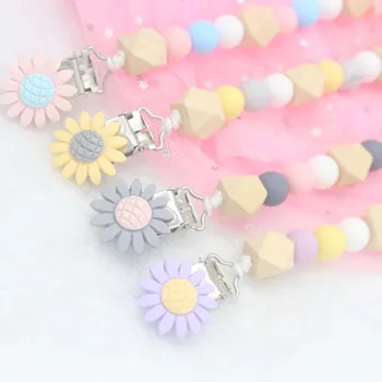 

Flower Design Baby Pacifier Clips Silicone Crown Pacifier Chain Holder Baby Shower Gift Soother Pacifier Chain