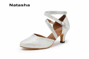 

The social dance shoes show the soft soles of the dancing shoes