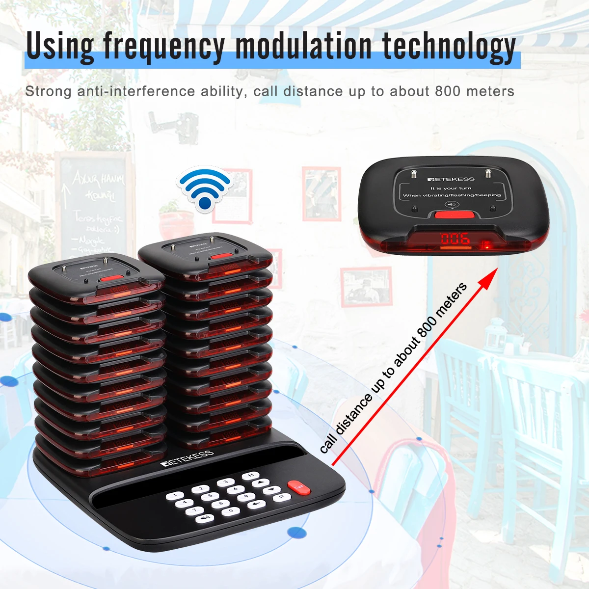 RETEKESS TD183 Pager For Restaurant Calling System 20 Vibrator Coaster  Buzzer Beeper Guest Queuing For Cafe Bar Food Court Hotel - AliExpress 7