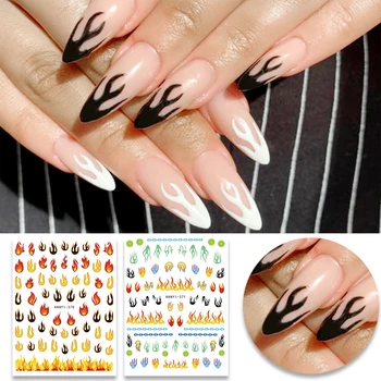 

1 Sheet Nail Stickers Flowers Mixed Patterns Nail Transfer Sticker Flames Nail Decals Nail Art DIY Design Decoration Sticker