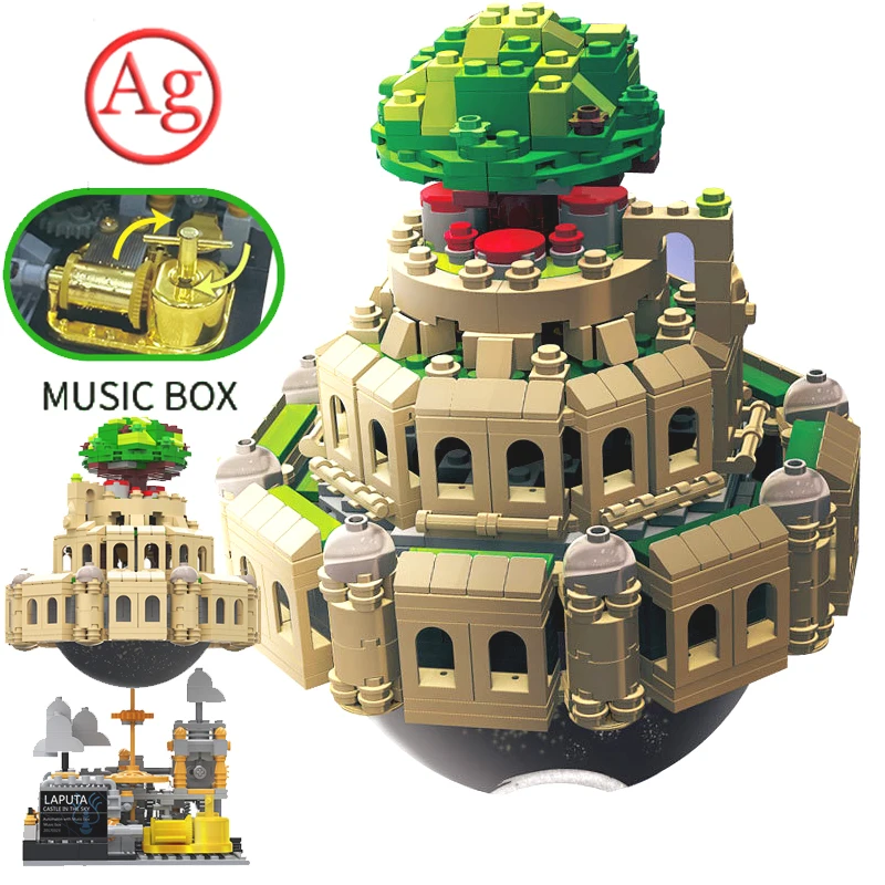 

Christmas Gifts Castle In The Sky Rotate Building Block Music Box Classic Compatible Legoed Architecture Bricks Toys Constructor