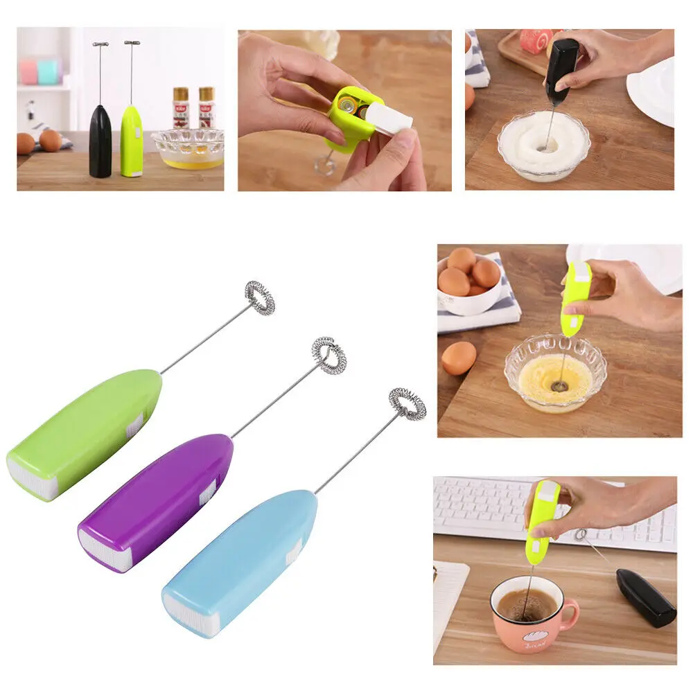 

Baking Milk Drink Coffee Mixer Electric Egg Beater Frother Foamer Mini Handle Stirrer Practical Kitchen Cooking Supplies