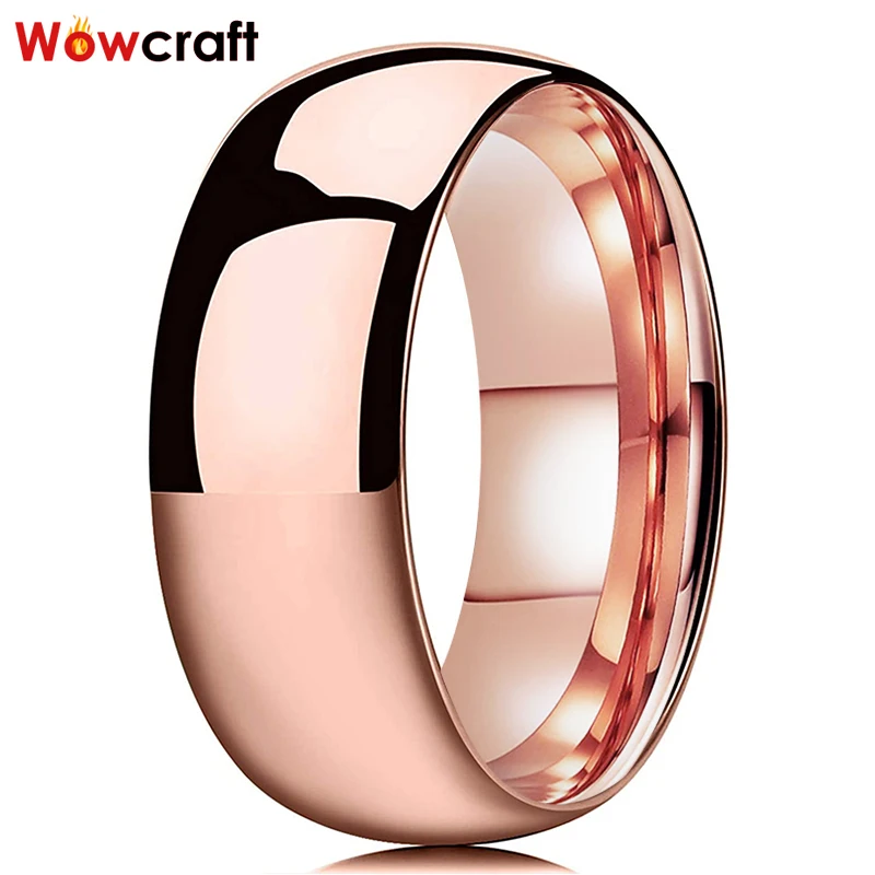 2/4/6/8mm Couple Engagement-Ring Wedding-Band Comfort-Fit Rose-Gold Tungsten Women Polished