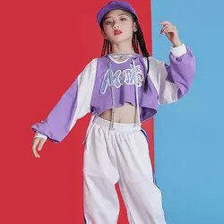 Детская уличная одежда в стиле хип-хоп 2019, топы с длинными рукавами, штаны в стиле хип-хоп, детский танцевальный костюм для джаза, Детский