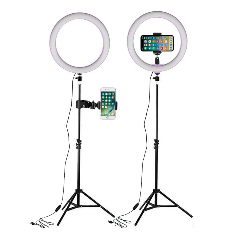 

2020 LED Ring Lights 26cm Annular Lamp Studio Photography Lamps With 160cm Tripod Light For Selfie Lampada Phone USB Ringlight