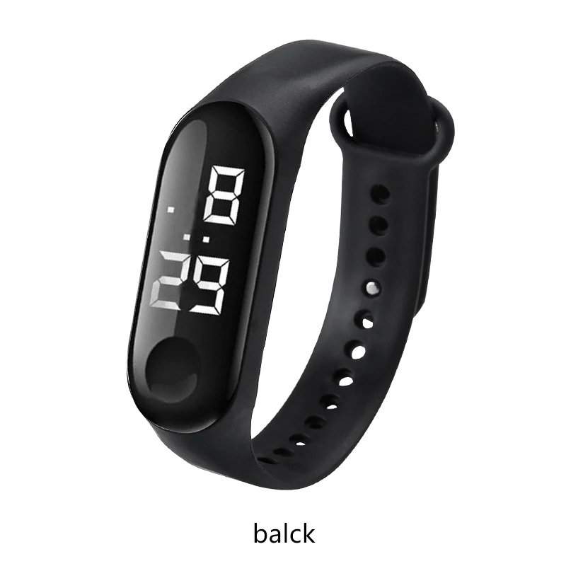 RJC0266BK M4 цифровой светодиодный сенсорный электронные часы браслет 50 м водонепроницаемые мужские женские спортивные часы со стеклянным циферблатом силиконовые наручные часы - Цвет: RJC0266BK