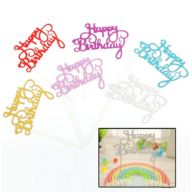 

Cake Flag Cupcake Toppers Birthday Party Decor Birthday Party Supplies Kids Cake Topper Happy Birthday Cupcake Toppers