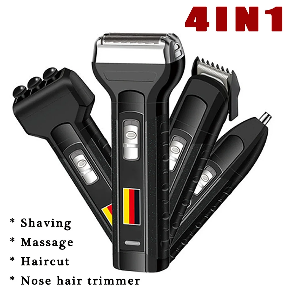 Kaufen Becornce 4 in 1 Wiederaufladbare Elektrische Bart Rasierer Haar Clipper Nase Haar Trimmer Cordles Massage Rasierer Männer Wasserdicht tragbare