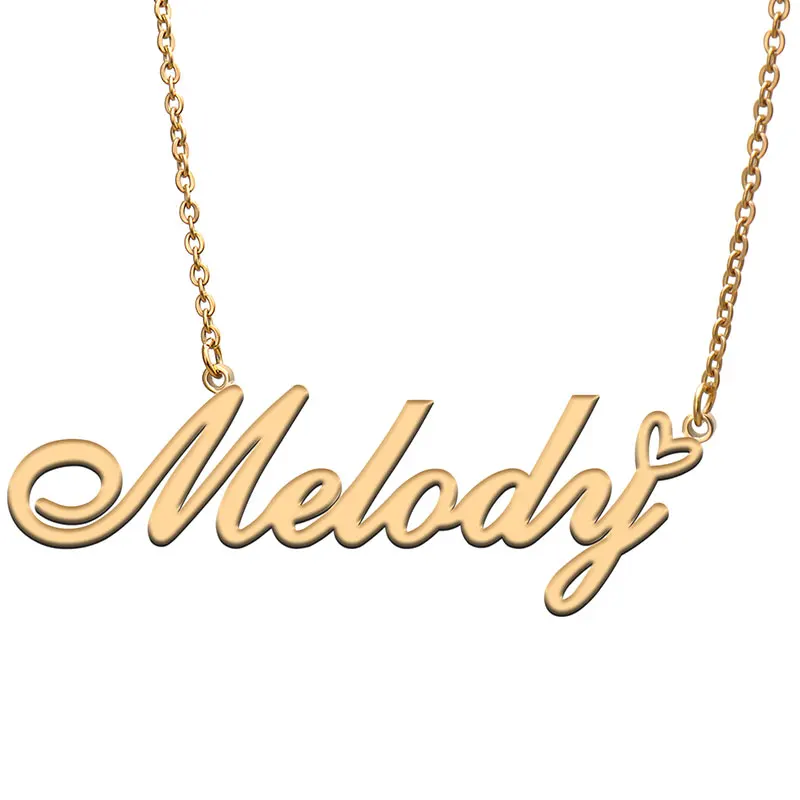 

Melody Love Heart Name Necklace Personalized Gold Plated Stainless Steel Collar for Women Girls Friends Birthday Wedding Gift