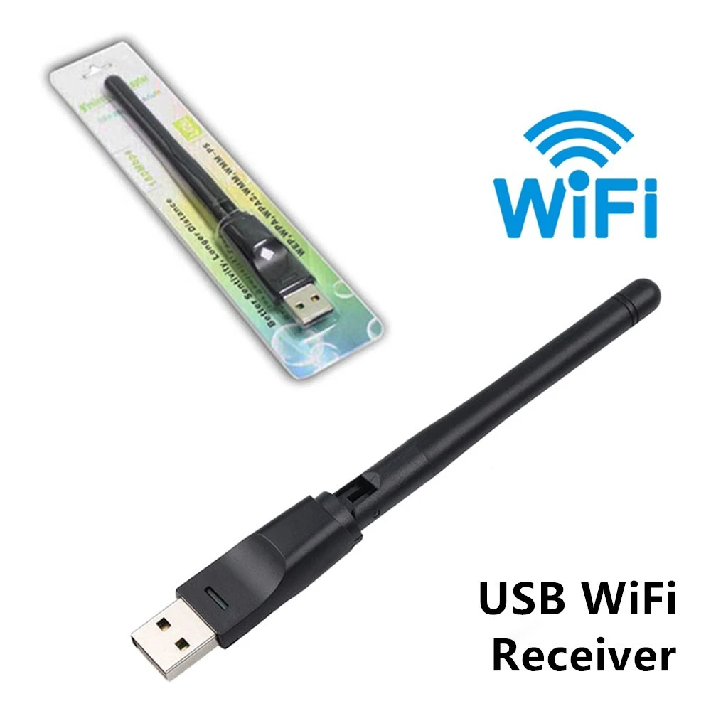 Adapter 2.4GHz WLAN Wi-Fi Dongle Network Card 150Mbps Wireless Network Card Mini USB WiFi Receiver 2DB Wifi Antenna For DVB T2 television antennas