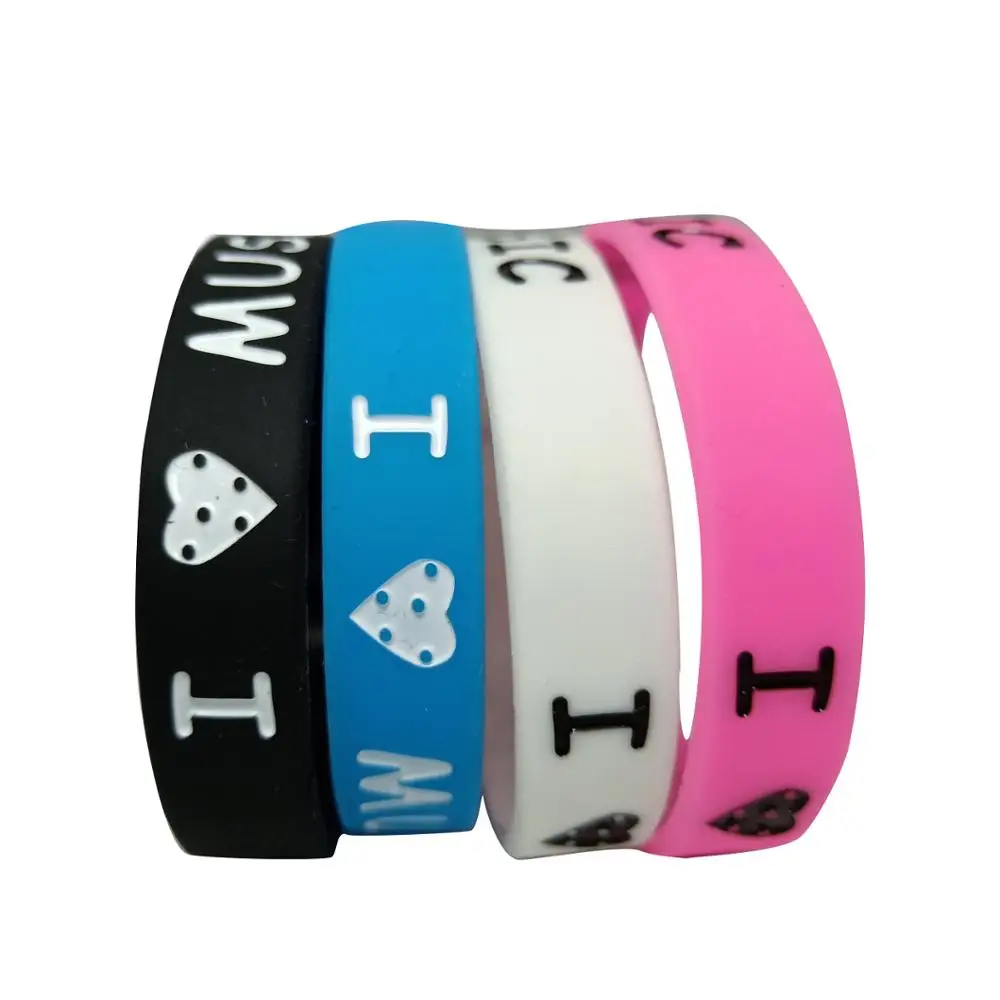 1PC Silicone Wristband I Love Music for Music Fans