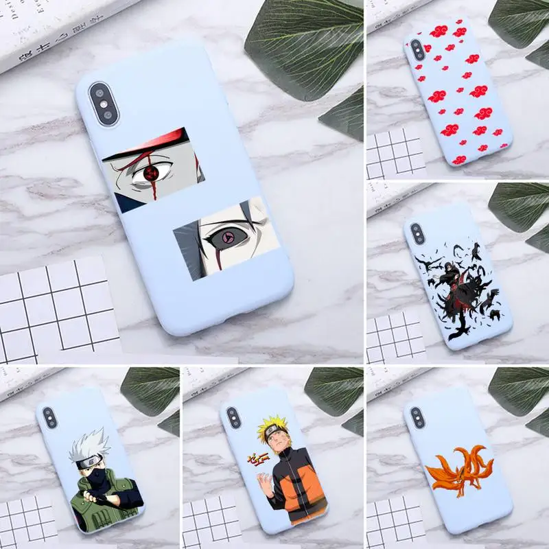 

Anime Naruto Itachi Kakashi Phone Case for iPhone 11 Pro Max X XR XS 8 7 6s Plus Candy purple Silicone Cases