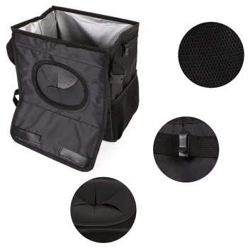 

Portable Car Trash Bag Leakproof Car Seat Back Garbage Can with Lid Storage Organizer Pockets for Travel Outdoor Car Interior