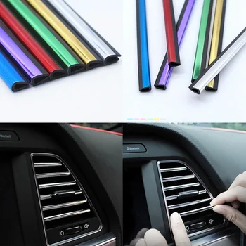 

10Pcs Car Air Conditioning Outlet Strip Clip Interior Modification Console Grille Strip Cover Trim Decoration