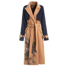 GoodliShowis модный подиумный зимний Женский Тренч Ternd, шерстяное пальто на шнуровке с вышивкой, новая верхняя одежда