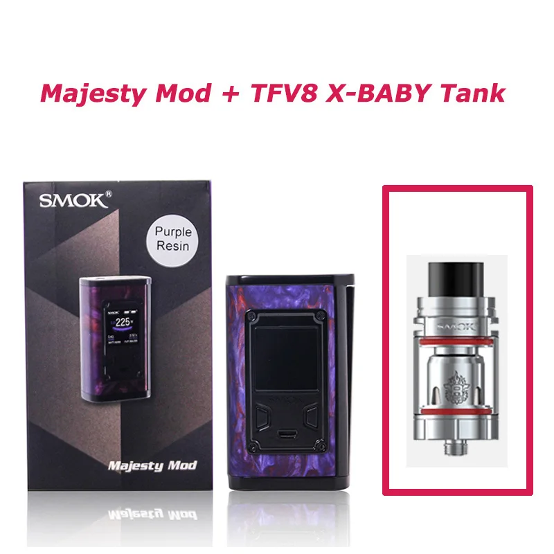 SMOK Majesty 225 Вт Vape мод TC VW 4 мл TFV8 X-BABY испаритель вейп-комплект электронной сигареты VS SMOK Alien X-PRIV