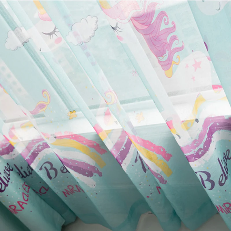 Мультяшные печатные радужные шторы с пегасом для детской спальни затемненные Готовые Кухонные шторы тканевые панели M173#5
