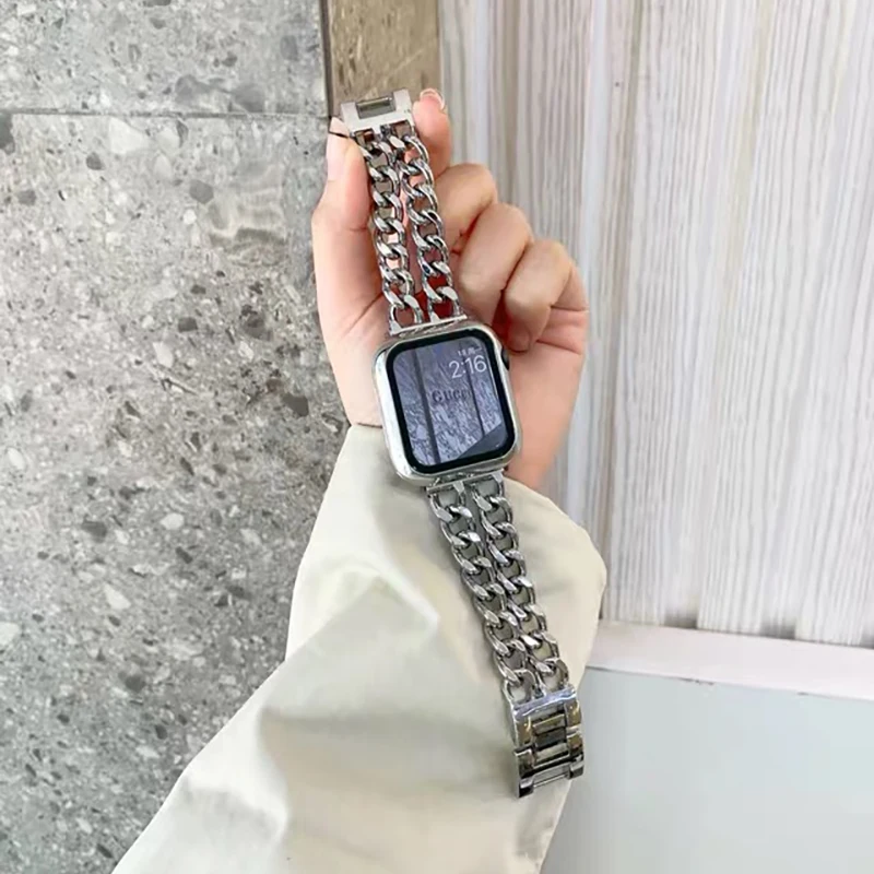 

Stainless Steel Strap for Apple Watch 8 Band 40mm 44mm 45mm Metal Link Bracelet Strap for iwatch Series 7 6 SE 5 4 42mm 38 41mm