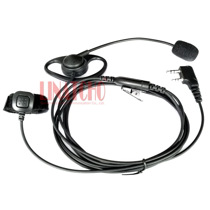 D shape 2 pin ear mic bar hands free earphone finger PTT for TK-3170 PX-777 walkie talkie