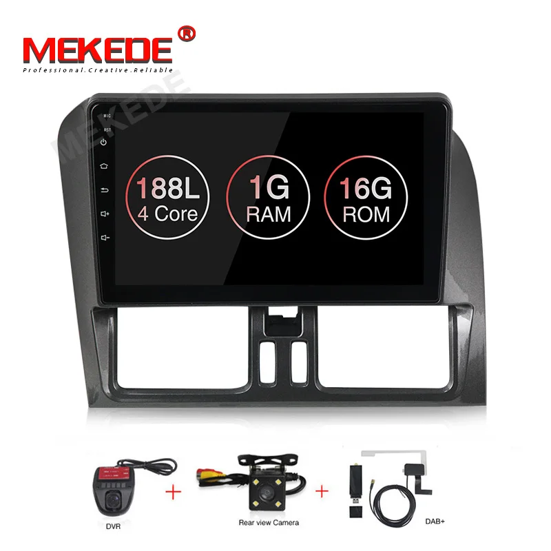 MEKEDE " Автомобильный gps Android 9 sysen для Volvo XC60 2010 2011 2012 левый руль автомобильный dvd-плеер навигация автомобильный мультимедийный - Цвет: 16G CAMERA  DVR DAB