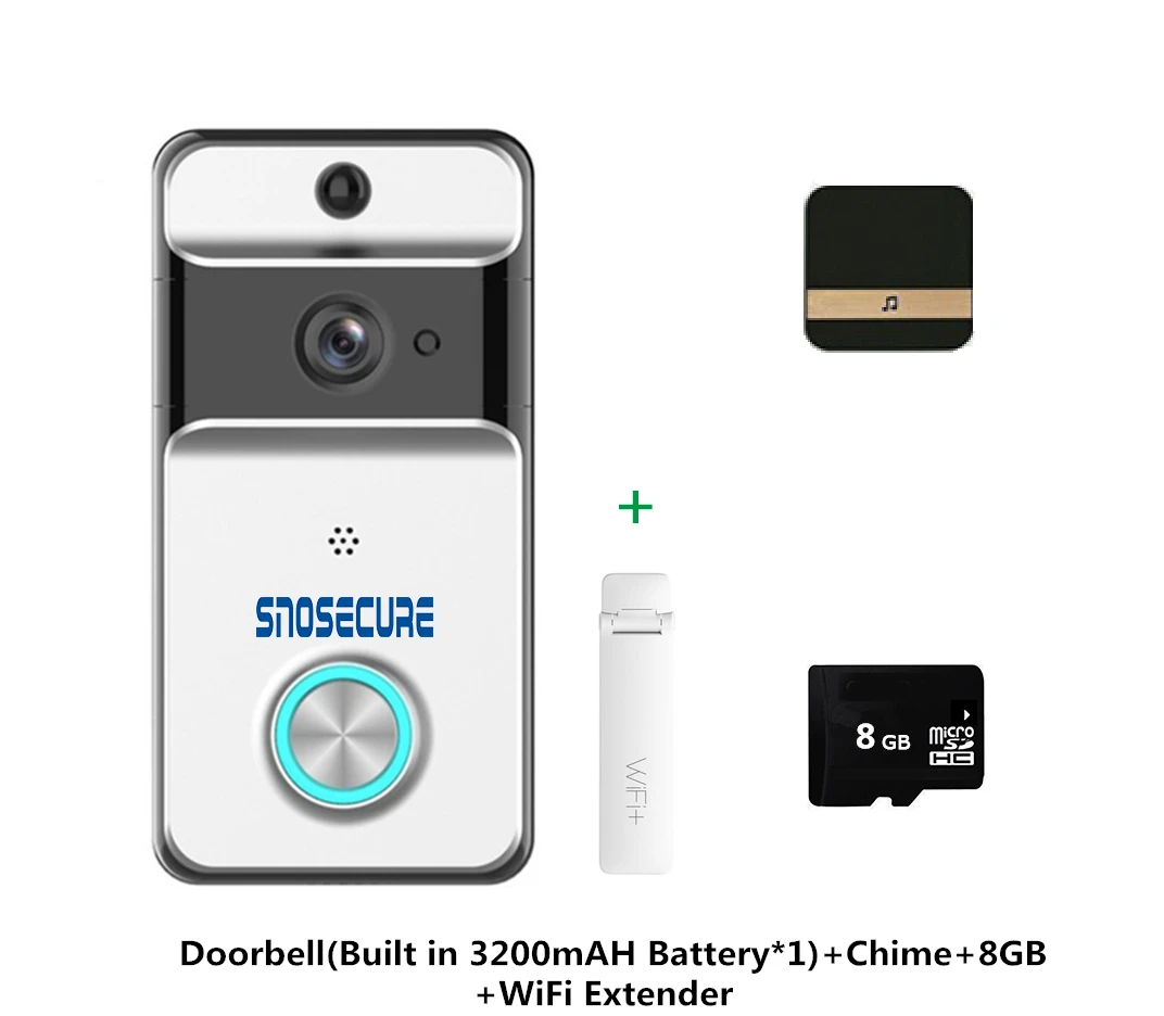 Option 5 SNOSECURE IP53 Водонепроницаемый умный WiFi дверной звонок видео звонок Wifi дверной звонок домофонная сигнализация для дома беспроводной видео дверной звонок - Цвет: Option 5