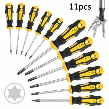 

11pcs Magnetic Screwdriver Rod Torx T6-T40 Repair Removal Hand Tool Bar Steel