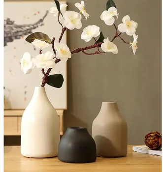 

CHINESE CERAMIC VASE SIMULATION PLUM BLOSSOM ORNAMENTS HOME LIVINGROOM FLOWER ARRANGEMENT FIGURINES DECORATION HOTEL CRAFTS ART