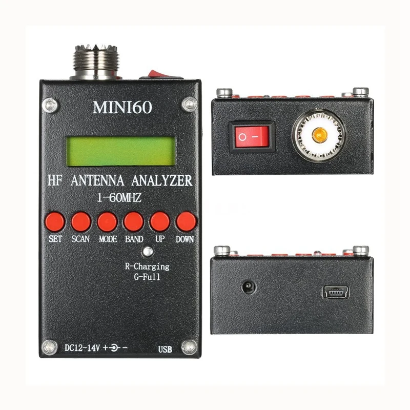 Mini60 1-60 МГц HF КСВ Антенный Анализатор метр для радио хоббистов V0T5