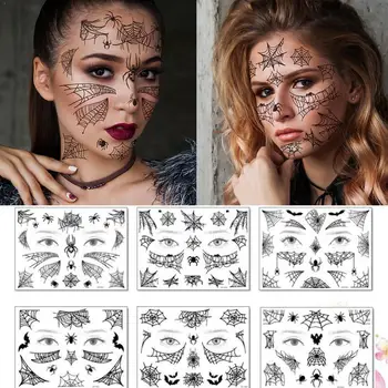 

Spider Web Halloween Face Sticker Tattoo Sticker Waterproof Funny Bat Makeup Wind Sticker Masquerade Face Personality Dark C8O8