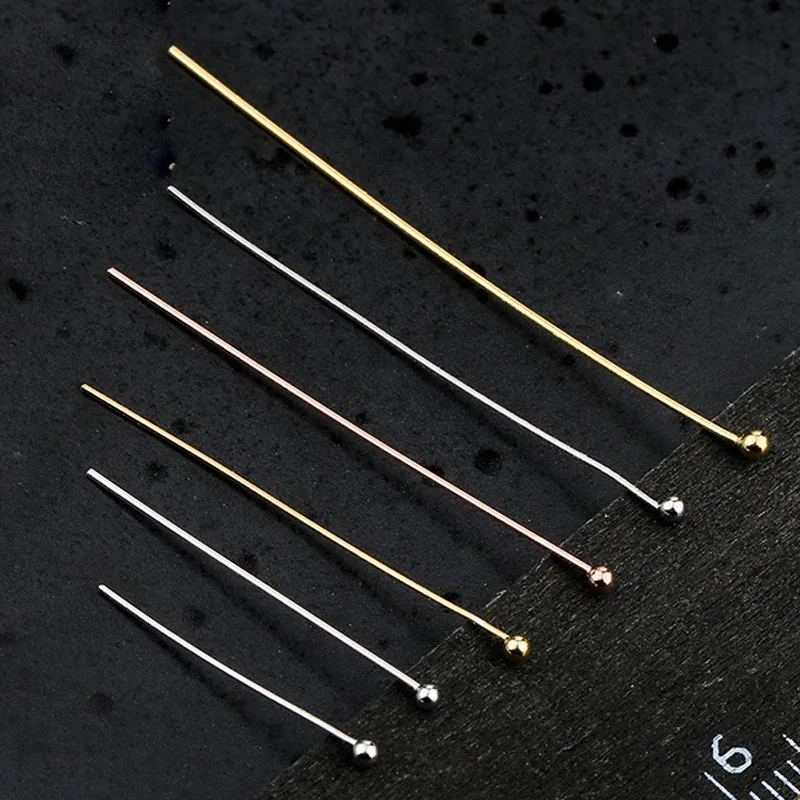 

5pcs/lot 925 Sterling Silver Round Ball Pins 20 25 30 35 40 45mm Length Beading Pendant Needles DIY Jewelry Findings Supplier