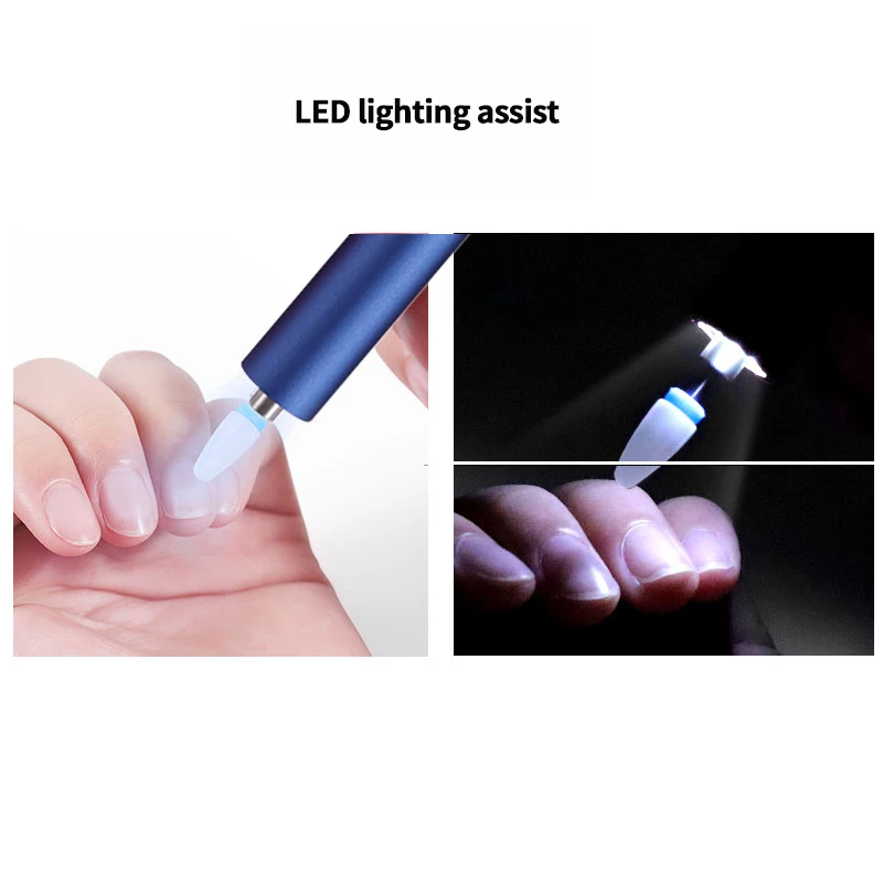 Мини шлифовальная машина usb зарядка Встроенная шлифовальная насадка для ногтей машина для удаления полировки ручка с светодиодный подсветкой