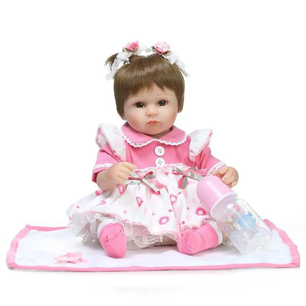 

42CM Simulation Full Silicone Reborn Dolls Lifestyle Princess Baby Education Toy Baby Comfort Helper