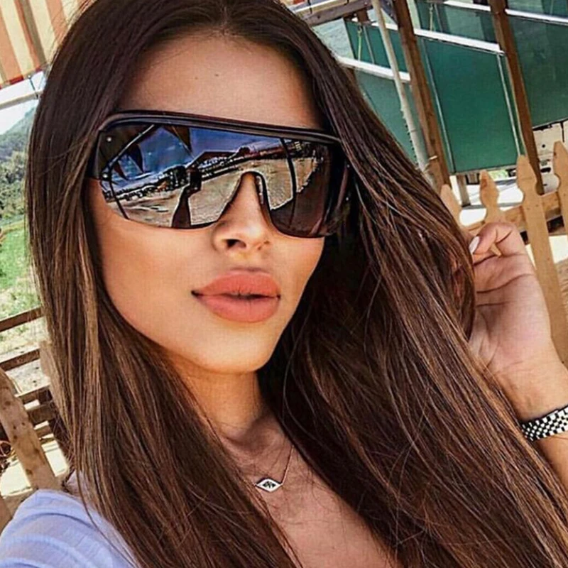QPeClou новые негабаритные зеркальные очки для женщин большая оправа цельные цветные солнцезащитные очки мужские очки для вождения на открытом воздухе